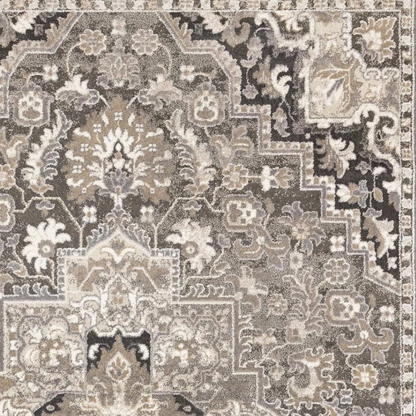 HomeRoots 5' Taupe Gray and Brown Medallion Area Rug - Elegant, Stain-Resistant Design for Any Living Space 8' X 11' 660311