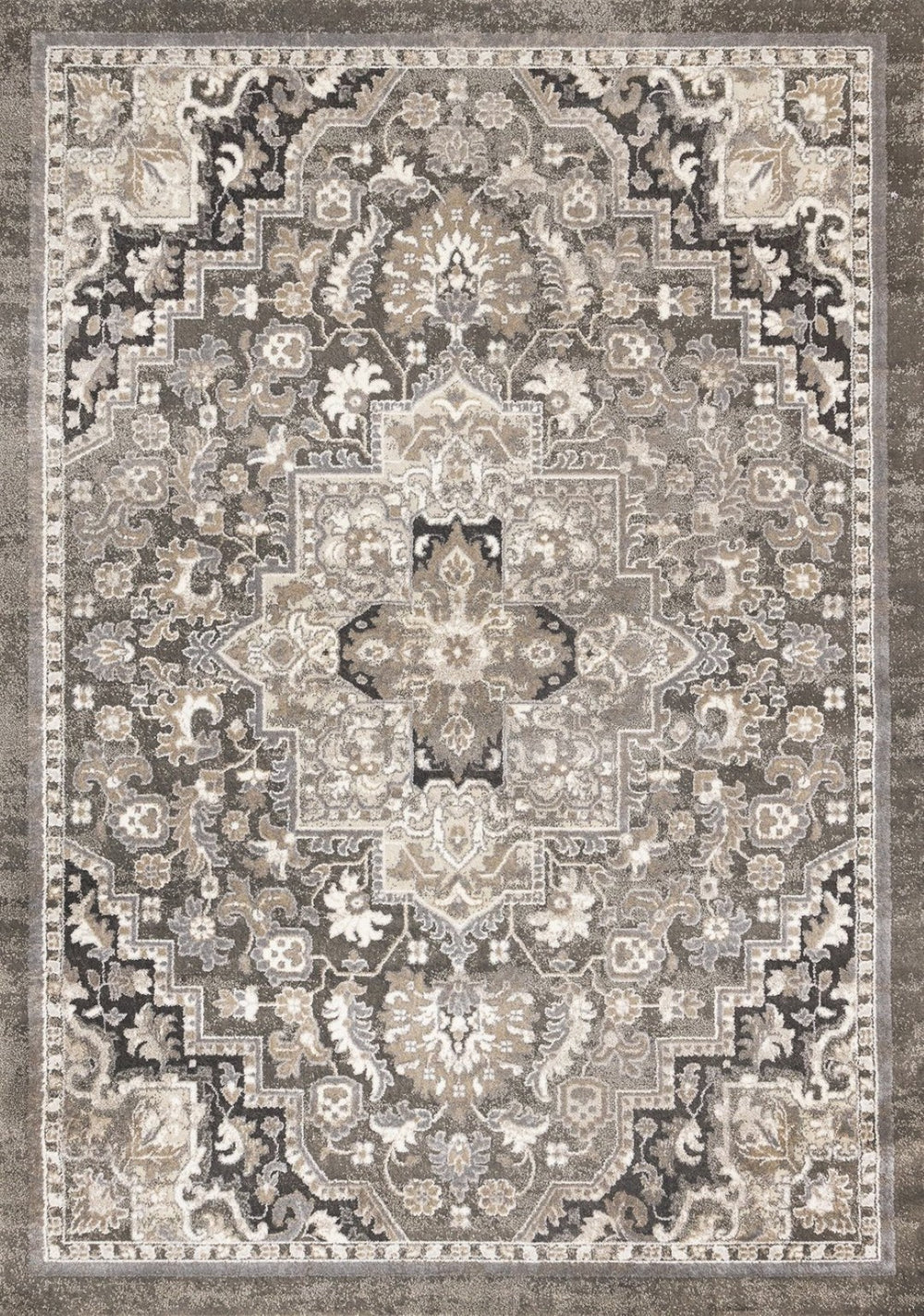 HomeRoots 5' Taupe Gray and Brown Medallion Area Rug - Elegant, Stain-Resistant Design for Any Living Space 8' X 11' 660311
