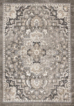 HomeRoots 5' Taupe Gray and Brown Medallion Area Rug - Elegant, Stain-Resistant Design for Any Living Space 8' X 11' 660311