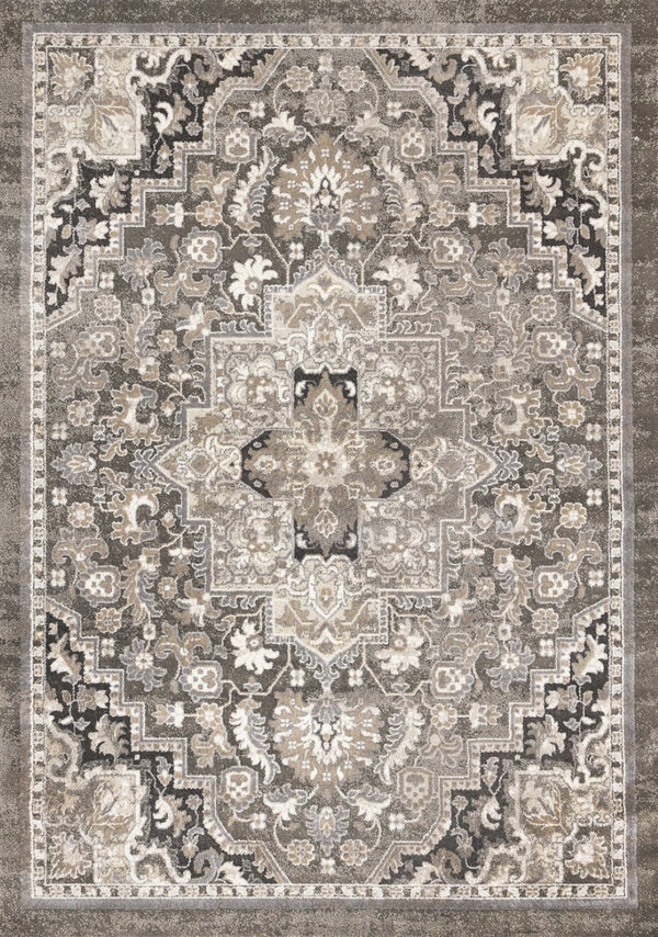 HomeRoots 5' Taupe Gray and Brown Medallion Area Rug - Elegant, Stain-Resistant Design for Any Living Space 8' X 11' 660311