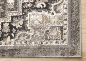 HomeRoots 5' Taupe Gray and Brown Medallion Area Rug - Elegant, Stain-Resistant Design for Any Living Space 8' X 11' 660311