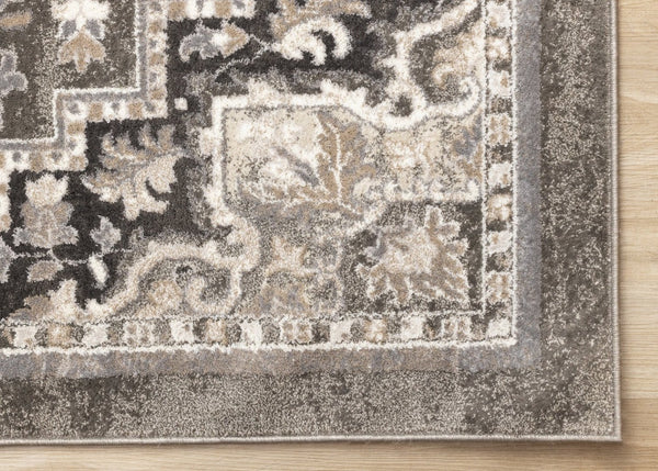 HomeRoots 5' Taupe Gray and Brown Medallion Area Rug - Elegant, Stain-Resistant Design for Any Living Space 8' X 11' 660311