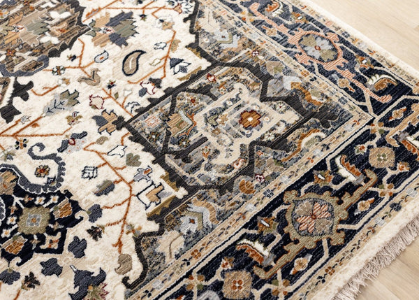 HomeRoots 5' Gray Black and Ivory Medallion Area Rug - Stylish, Stain-Resistant, Durable for Any Room Decor 8' X 10' 660313