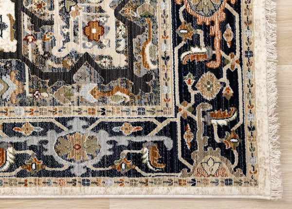 HomeRoots 5' Gray Black and Ivory Medallion Area Rug - Stylish, Stain-Resistant, Durable for Any Room Decor 8' X 10' 660313