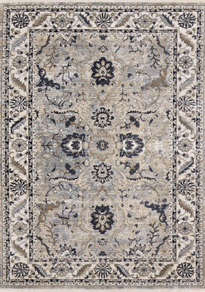 HomeRoots 5' Medallion Area Rug in Beige, Gray & Black - Durable, Stain-Resistant Design for Modern Spaces 5' X 8' 660314