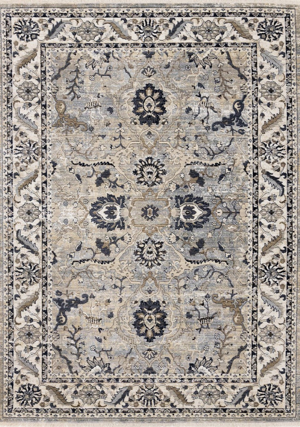 HomeRoots 5' Medallion Area Rug in Beige, Gray & Black - Durable, Stain-Resistant Design for Modern Spaces 8' X 10' 660315