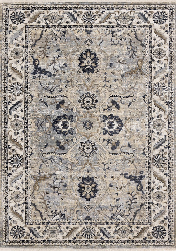 HomeRoots 5' Medallion Area Rug in Beige, Gray & Black - Durable, Stain-Resistant Design for Modern Spaces 8' X 10' 660315