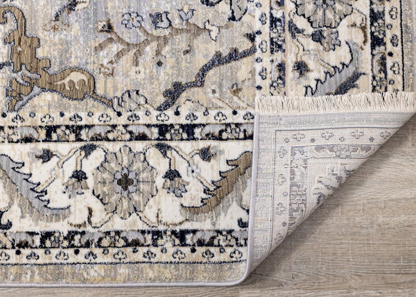 HomeRoots 5' Medallion Area Rug in Beige, Gray & Black - Durable, Stain-Resistant Design for Modern Spaces 8' X 10' 660315