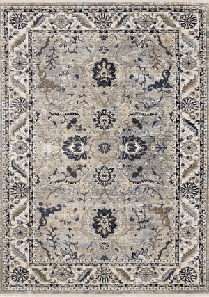 HomeRoots 5' Medallion Area Rug in Beige, Gray & Black - Durable, Stain-Resistant Design for Modern Spaces 2' X 8' 660316