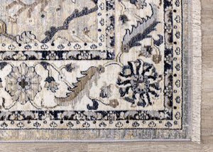 HomeRoots 5' Medallion Area Rug in Beige, Gray & Black - Durable, Stain-Resistant Design for Modern Spaces 2' X 8' 660316