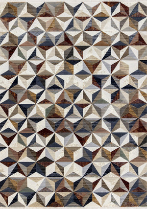 HomeRoots 5' Contemporary Cream, Gray & Brown Geometric Area Rug – Stylish, Durable & Stain-Resistant Design 5' X 8' 660317