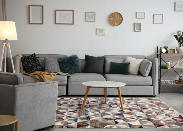 HomeRoots 5' Contemporary Cream, Gray & Brown Geometric Area Rug – Stylish, Durable & Stain-Resistant Design 5' X 8' 660317