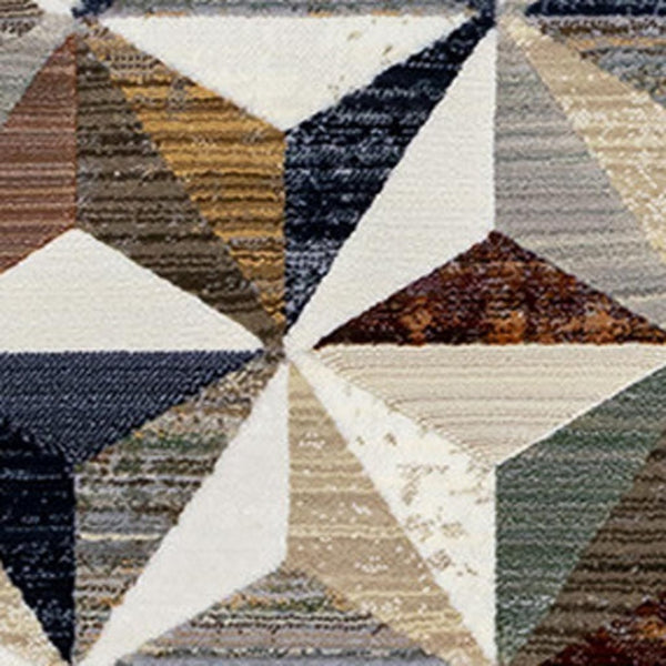 HomeRoots 5' Contemporary Cream, Gray & Brown Geometric Area Rug – Stylish, Durable & Stain-Resistant Design 5' X 8' 660317