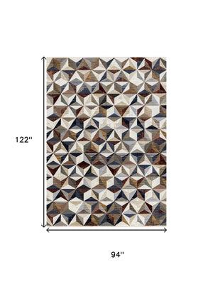 HomeRoots 5' Contemporary Cream, Gray & Brown Geometric Area Rug – Stylish, Durable & Stain-Resistant Design 8' X 10' 660318