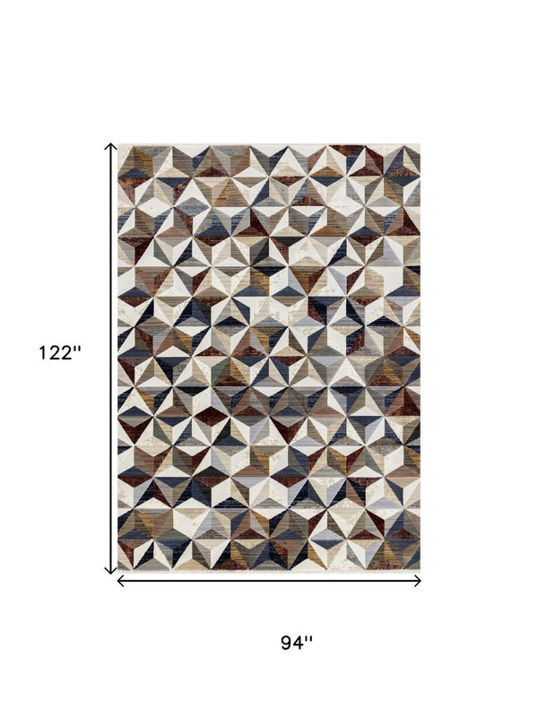 HomeRoots 5' Contemporary Cream, Gray & Brown Geometric Area Rug – Stylish, Durable & Stain-Resistant Design 8' X 10' 660318