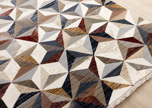 HomeRoots 5' Contemporary Cream, Gray & Brown Geometric Area Rug – Stylish, Durable & Stain-Resistant Design 8' X 10' 660318