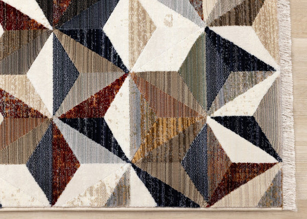 HomeRoots 5' Contemporary Cream, Gray & Brown Geometric Area Rug – Stylish, Durable & Stain-Resistant Design 8' X 10' 660318