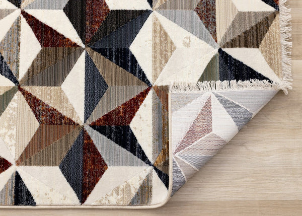 HomeRoots 5' Contemporary Cream, Gray & Brown Geometric Area Rug – Stylish, Durable & Stain-Resistant Design 8' X 10' 660318