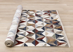 HomeRoots 5' Contemporary Cream, Gray & Brown Geometric Area Rug – Stylish, Durable & Stain-Resistant Design 8' X 10' 660318