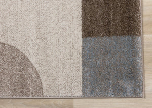 HomeRoots 5' Modern Geometric Area Rug in Cream, Gray & Brown - Durable, Low-Pile Design for Busy Spaces 5' X 8' 660319