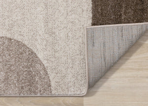 HomeRoots 5' Modern Geometric Area Rug in Cream, Gray & Brown - Durable, Low-Pile Design for Busy Spaces 8' X 11' 660320