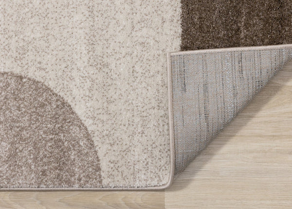 HomeRoots 5' Modern Geometric Area Rug in Cream, Gray & Brown - Durable, Low-Pile Design for Busy Spaces 8' X 11' 660320