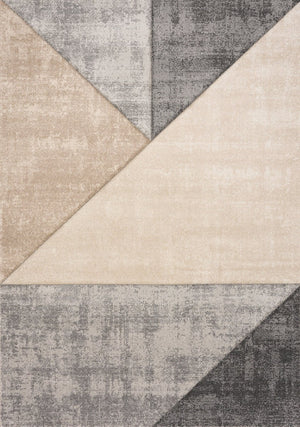 HomeRoots 7' Modern Geometric Area Rug in Gray, Cream, and Beige – Durable, Stain-Resistant Design for Style 7' X 10' 660321