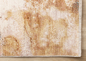HomeRoots 5' Cream, Copper & Blue Abstract Area Rug - Modern, Durable & Stain-Resistant for Everyday Living 5' X 8' 660323