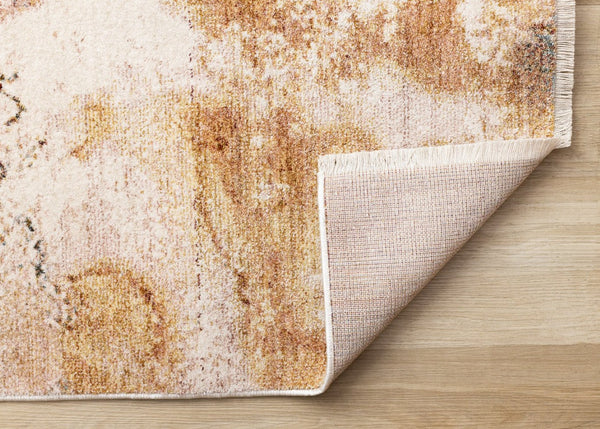 HomeRoots 5' Cream, Copper & Blue Abstract Area Rug - Modern, Durable & Stain-Resistant for Everyday Living 5' X 8' 660323