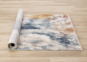 HomeRoots 5' Cream, Copper & Blue Abstract Area Rug - Modern, Durable & Stain-Resistant for Everyday Living 5' X 8' 660323