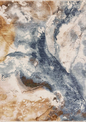HomeRoots 5' Cream, Copper & Blue Abstract Area Rug - Modern, Durable & Stain-Resistant for Everyday Living 8' X 10' 660324