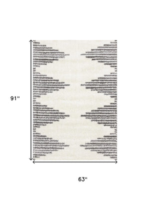 HomeRoots 5' Cream and Gray Geometric Area Rug - Modern Style, Durable, Stain-Resistant for High-Traffic Spaces 5' X 8' 660327