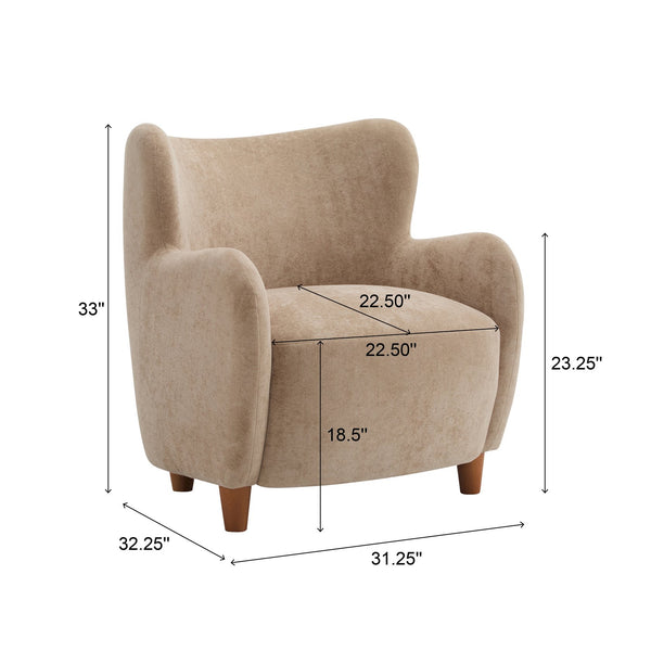English Elm Christopher Knight Home® - Lucia Velvet Wingback Armchair with Pocket Spring Cushion, Mid-Century Birch Legs, Luxe Comfort Camel 31.5 L x 30.75 W x 30.5 H N776P205426M