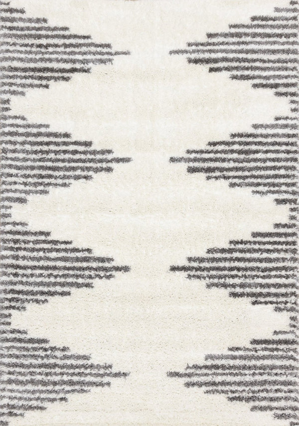 HomeRoots 5' Cream and Gray Geometric Area Rug - Modern Style, Durable, Stain-Resistant for High-Traffic Spaces 8' X 11' 660328