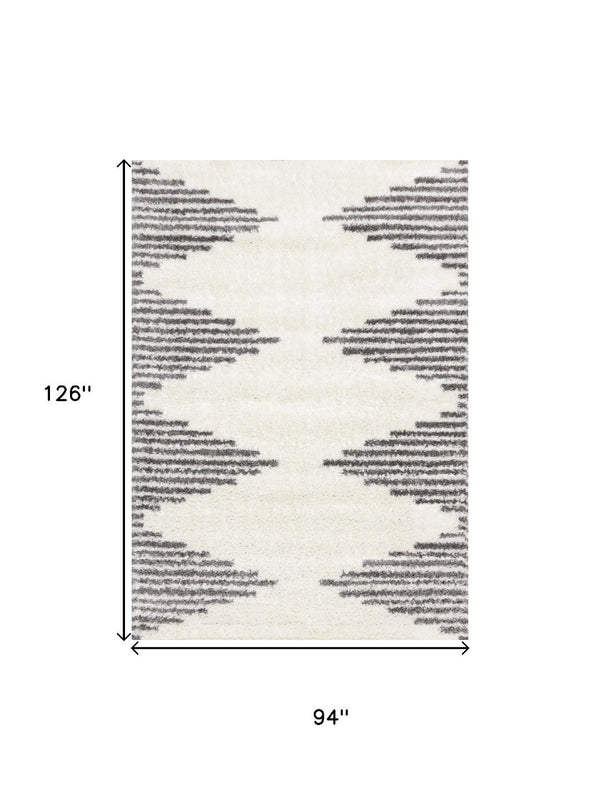HomeRoots 5' Cream and Gray Geometric Area Rug - Modern Style, Durable, Stain-Resistant for High-Traffic Spaces 8' X 11' 660328