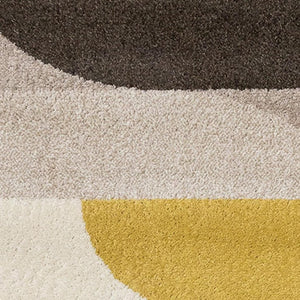 HomeRoots 5' Cream Yellow and Brown Geometric Area Rug - Modern Design, Durable, Stain-Resistant for All Rooms 5' X 8' 660329