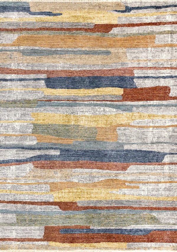 HomeRoots 5' Gray Blue and Yellow Abstract Area Rug for Modern Homes - Stain Resistant, Durable, Stylish Decor 5' X 8' 660331