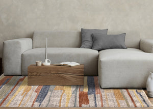 HomeRoots 5' Gray Blue and Yellow Abstract Area Rug for Modern Homes - Stain Resistant, Durable, Stylish Decor 5' X 8' 660331