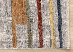 HomeRoots 5' Gray Blue and Yellow Abstract Area Rug for Modern Homes - Stain Resistant, Durable, Stylish Decor 5' X 8' 660331