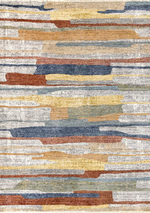 HomeRoots 5' Gray Blue and Yellow Abstract Area Rug for Modern Homes - Stain Resistant, Durable, Stylish Decor 8' X 10' 660332