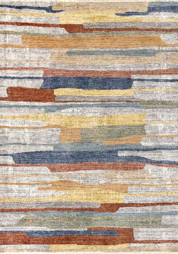 HomeRoots 5' Gray Blue and Yellow Abstract Area Rug for Modern Homes - Stain Resistant, Durable, Stylish Decor 8' X 10' 660332