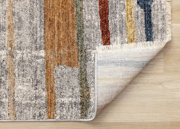 HomeRoots 5' Gray Blue and Yellow Abstract Area Rug for Modern Homes - Stain Resistant, Durable, Stylish Decor 8' X 10' 660332
