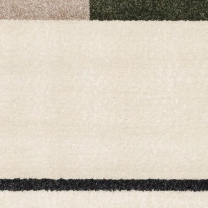 HomeRoots 5' Modern Geometric Area Rug in Green, Black, and Ivory - Stain Resistant and Easy to Clean Design 8' X 11' 660334