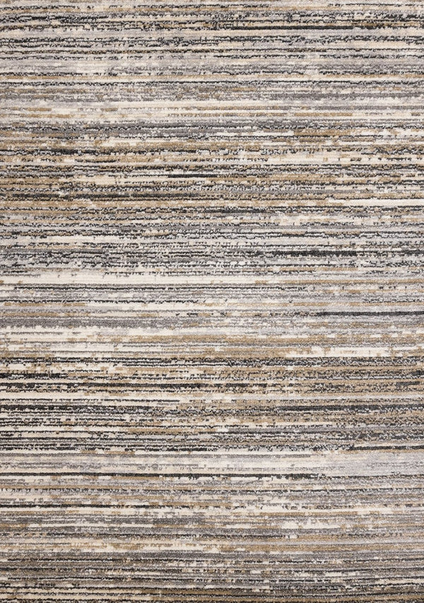 HomeRoots 5' Striped Area Rug in Gray, Black & Beige – Durable, Stain-Resistant Design for Modern Homes 5' X 8' 660335