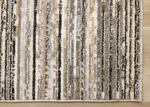 HomeRoots 5' Striped Area Rug in Gray, Black & Beige – Durable, Stain-Resistant Design for Modern Homes 8' X 11' 660336