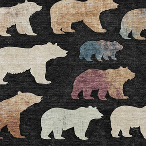 HomeRoots 5' X 8' Bear Motif Washable Area Rug – Durable, Stylish Indoor/Outdoor Carpet for Rustic Charm 660338