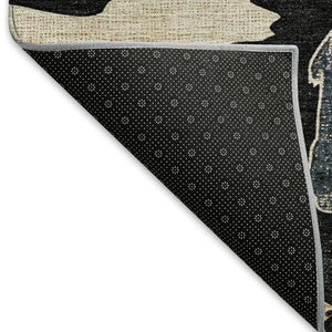 HomeRoots 9' X 12' Stylish Black Ivory Brown Bear Washable Rug - Durable Indoor/Outdoor Accent for Any Space 660341