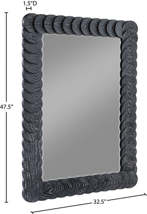 Meridian Furniture Revolve Hand-carved Oak Veneer Wall Mirror with Bold Art Deco Relief Frame for Any Room Black 32.5" W x 47.5" H 66034Black-M