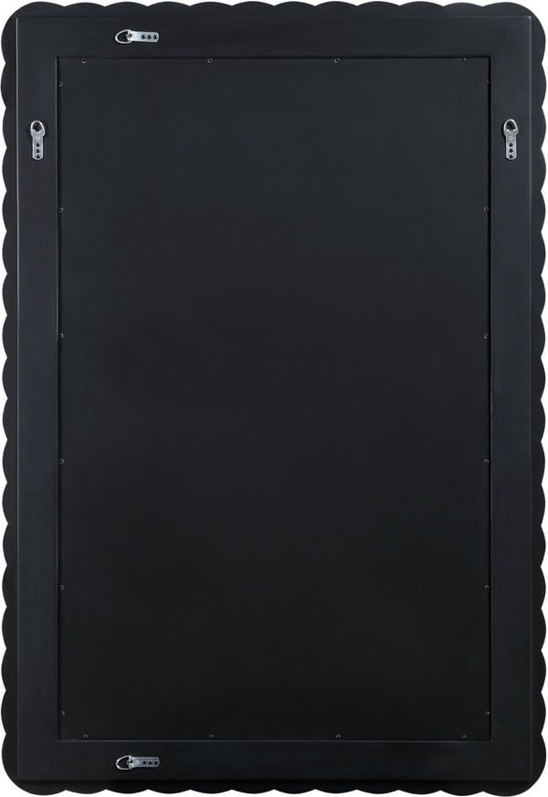 Meridian Furniture Revolve Hand-carved Oak Veneer Wall Mirror with Bold Art Deco Relief Frame for Any Room Black 32.5" W x 47.5" H 66034Black-M