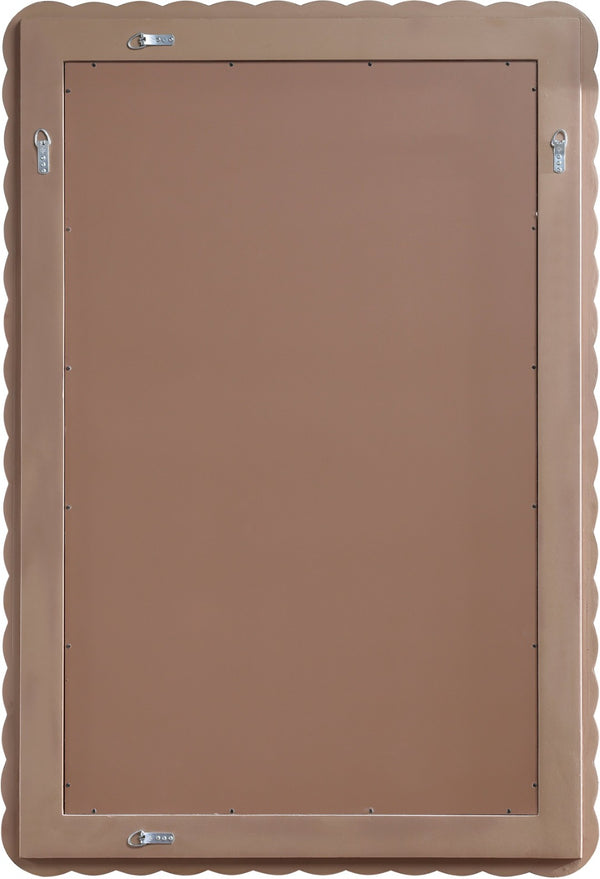Meridian Furniture Revolve Hand-carved Oak Veneer Wall Mirror with Bold Art Deco Relief Frame for Any Room Brown 32.5" W x 47.5" H 66034Brown-M